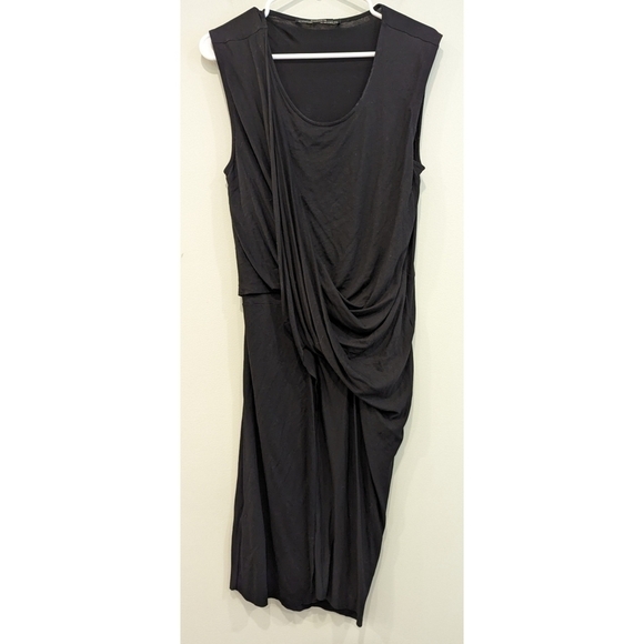 All Saints Amelia Black Drape Front Sleeveless Dress Size 8 - Picture 1 of 7